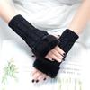 Winter Women Gloves Plush Faux Fur Knitting Wool Keep Warm Mitten Fingerless Lady Girl Half Finger Gloves Christmas Gift