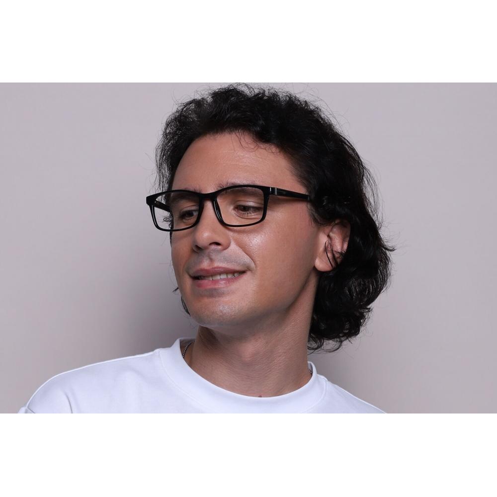 Full Rim Square Shiny Black Smartbuy Collection Sandy Blue Light Block Cp150 Fashion Unisex Eyeglasses