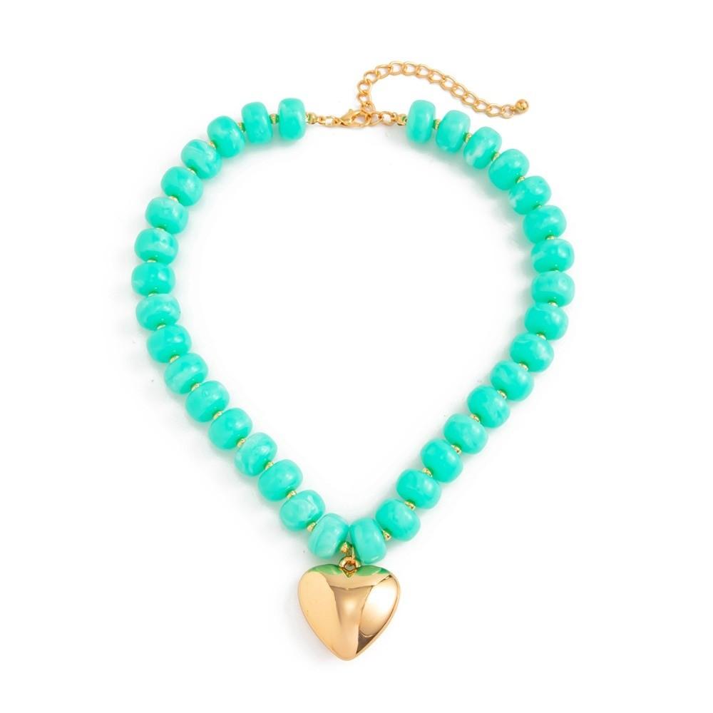 Bunte Perlen Choker Halsketten Dicke Perlen Farbige Anhänger Schmuck Damen