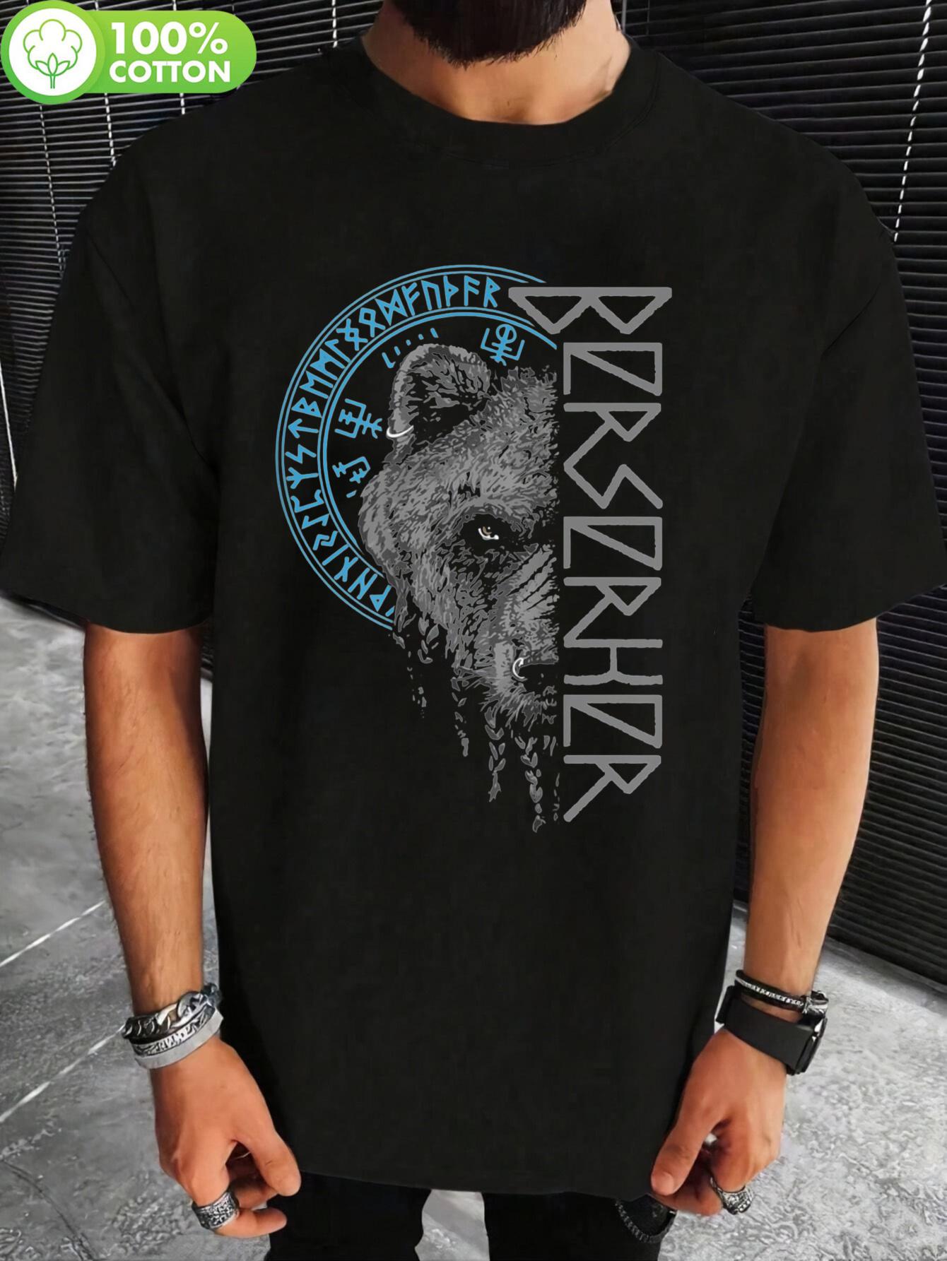 Berserker Bear Warrior Odin Runes Nordic Compass Viking G... XXL