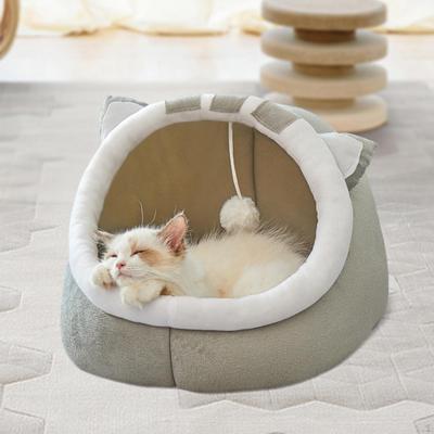 Cartoon Haustier Bett Katze Höhlen Nest Halb Geschlossen Gemütliche Schlaf Warm Bequem Tier Haus
