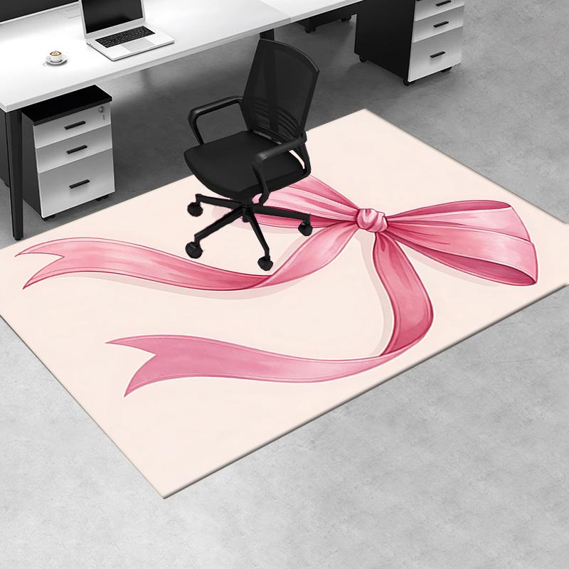 Pink Bow Theme Office Carpet Chair Mat Large Size, Non Slip Desk Pad for Home Decor, Sofa Rug, Office Use, Gift Idea for Any Room