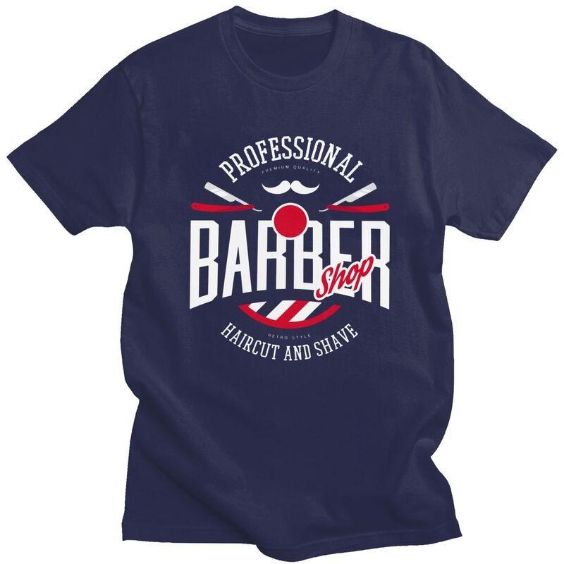 Custom Cool Barber Shop T Shirt Men Short Sleeves Pure Cotton Tshirt Barbershop Hairdresser Hairstylist Gift Tees