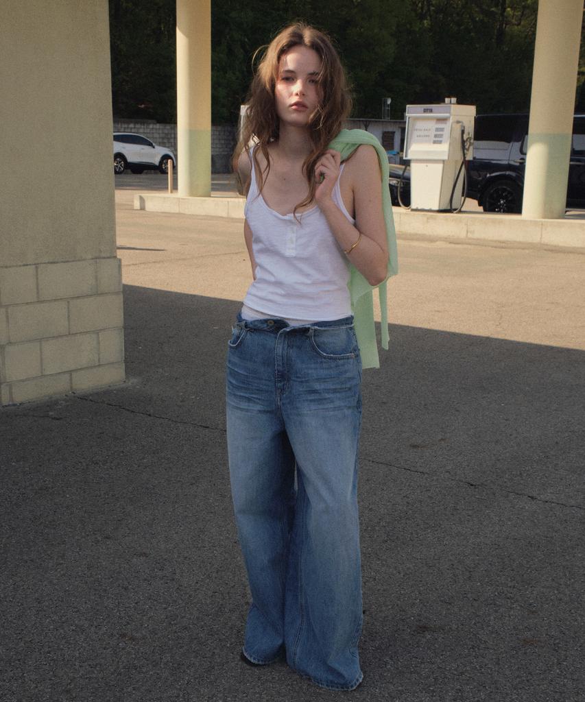 CITTA Washing Low Rise Wide Denim Pants_Ctd430(Medium Blue)