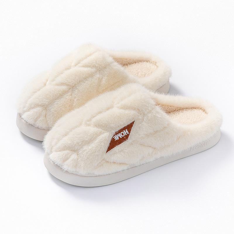 Cotton Slippers Autumn and Winter Rebound Thick Bottom Velvet Warm Indoor Home Hotel Couple Wool Slippers