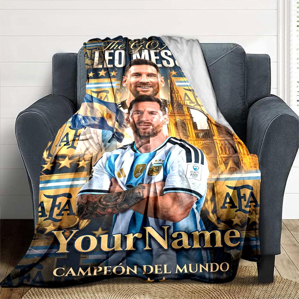 Messi Personalized Name Blanket Gift Personalized Blanket Durable Comfort for Sofa Office Chair Bed Chair Ideal for All Seasons