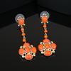 Estele Women's Gold Plated Orange Beaded Drop Earrings