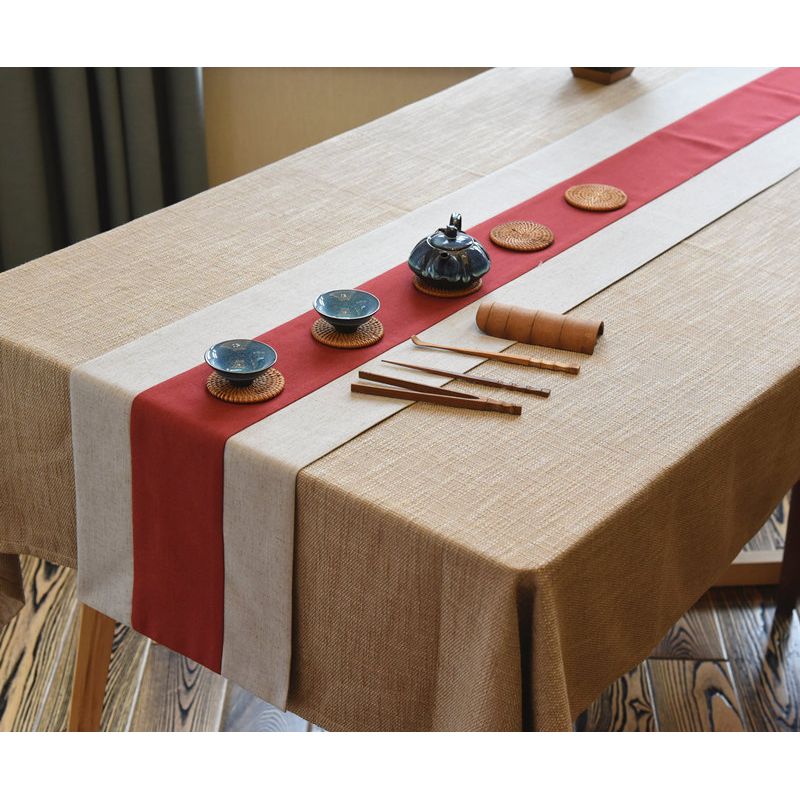 

Китайская дзен скатерть современный минималистичный коврик для чая лен китайский стиль скатерть для скамейки хлопок лен полотенце декоративная ткань для чайного столика Red middle bar-light gray edge 30*150cm