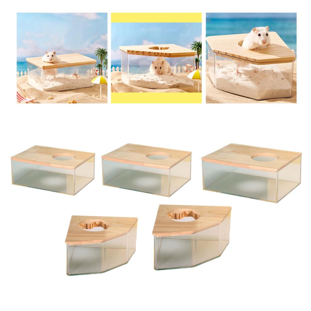 Hamster Sand Bath Box Clear Acrylic Small Animals Shower Bathtub Ditch Sand