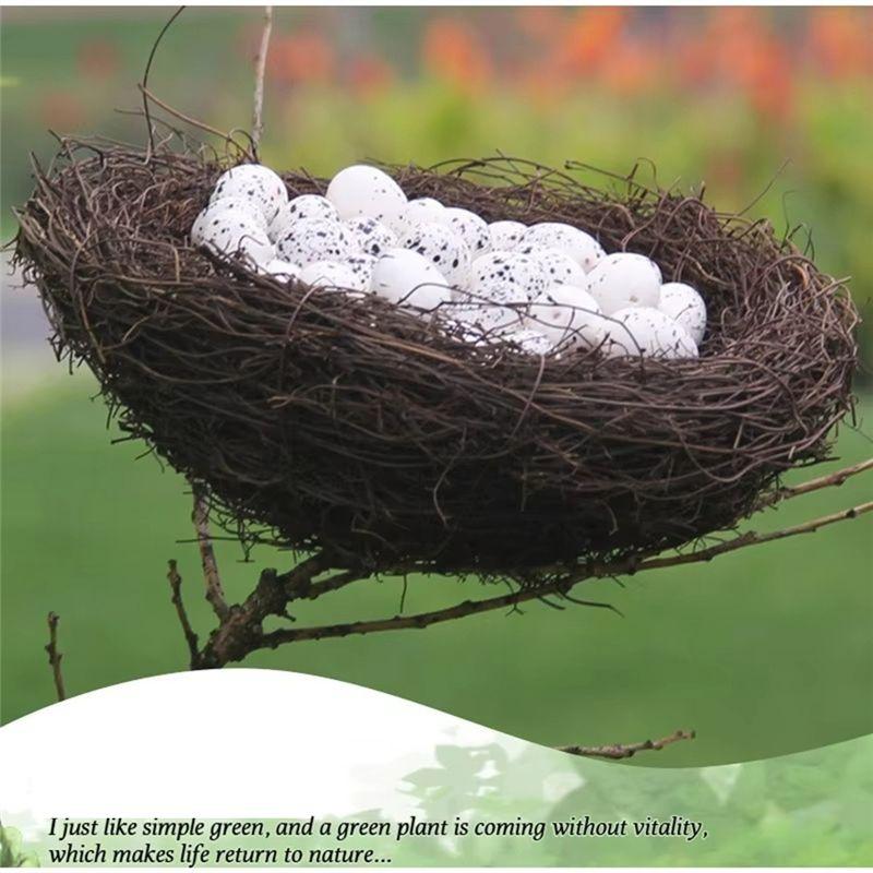 M-Modern-Easter Eggs Simulation Rattan Bird Nest Handmade Diy Crafts Egg Decor Props Artificial Easter Decoration(Excluding Eggs