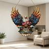 4th of July Suncatcher for Window Hanging Acrylic Stained Glass Heart/Eagle Ornament Patriotic Red White Blue Sun Catcher Panel for Memorial Day Decor