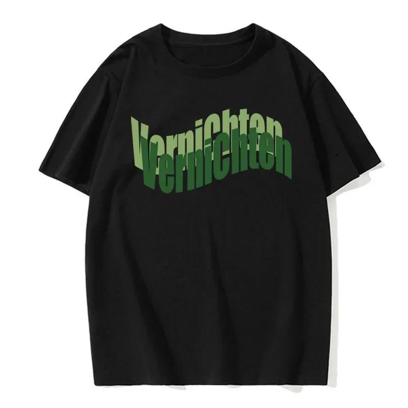 Men's Summer Versatile Solid Color Letter Print T-Shirt Fashionable Casual Street Style Round Neck Comfortable Summer Top