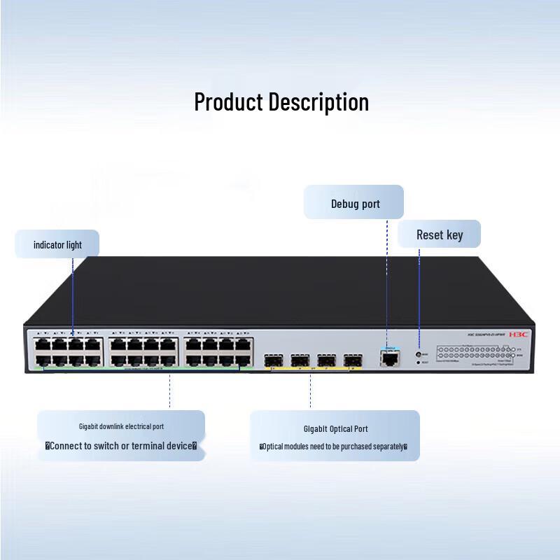 H3C S5024PV6-EI-HPWR L2 Managed PoE Ethernet Switch
