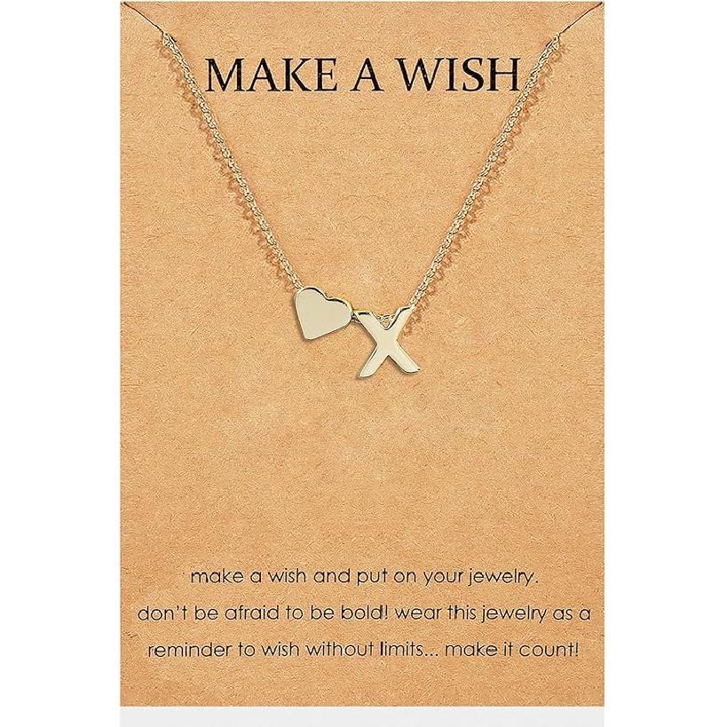 Long tiantian Initial Necklaces for Women Dainty Gold Heart Letter A-Z Pendant Necklace Personalized Letter Heart Choker Necklace Jewelry Gifts X-X