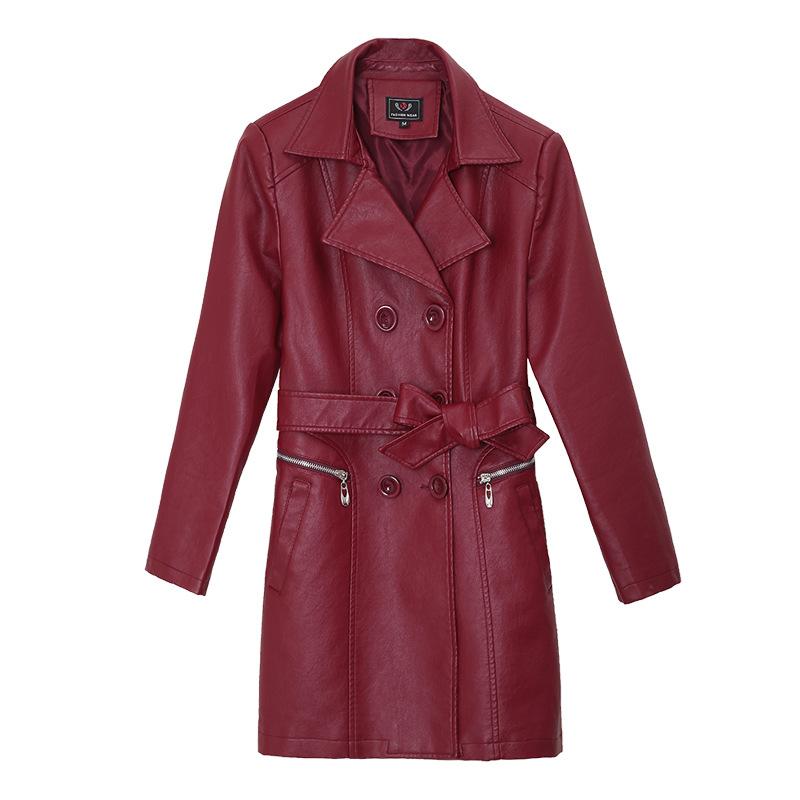 Chaqueta de cuero de manga larga de cuero con cuello de traje de mujer casual de moda 