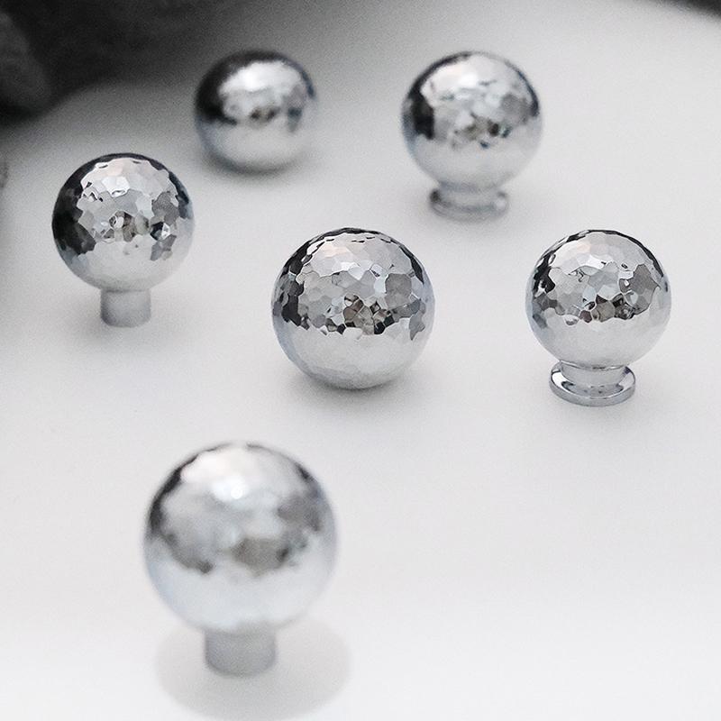 Brass Silver Ball Furniture Pull Handles Hand-Forged Hammer Cabinet Handles Door Drawer Knob Kitchen Wardrobe Cupboard Pulls