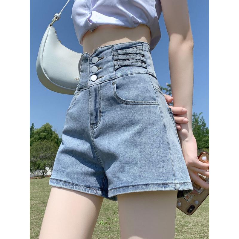 Women s Black High-Waisted Wide-Leg Denim Shorts with Tummy Control XS