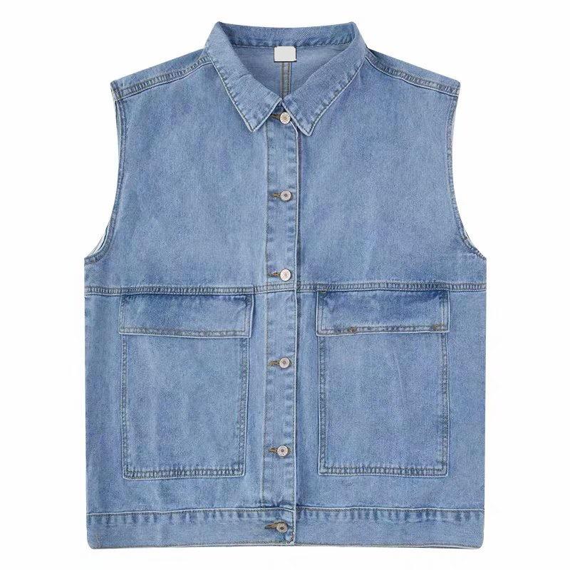 Women's Mid-Length Spring/Fall Denim Vest - 2022 Korean Style, Fashionable and Loose Fit