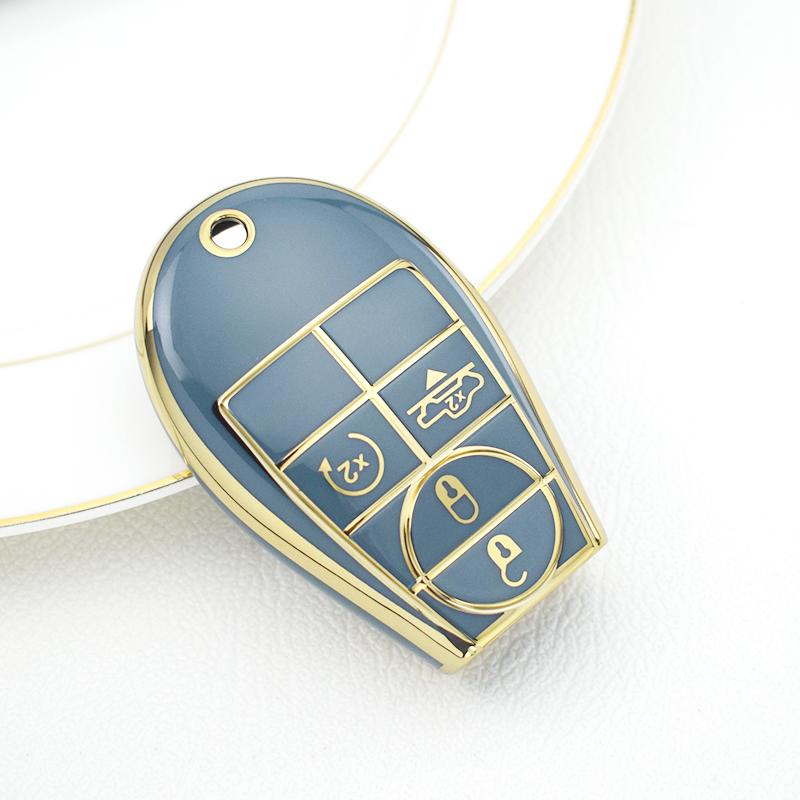 

Автомобильный чехол с 4 кнопками для Jeep Grand Cherokee для Dodge Grand Caravan Challenger, зарядное устройство Journey Ram 1500, чехол для ключей из ТПУ серый