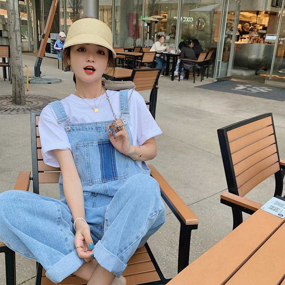 Women’s Denim Overalls, Loose Fit Wide-Leg Casual Style with Adjustable Straps and Large Pockets