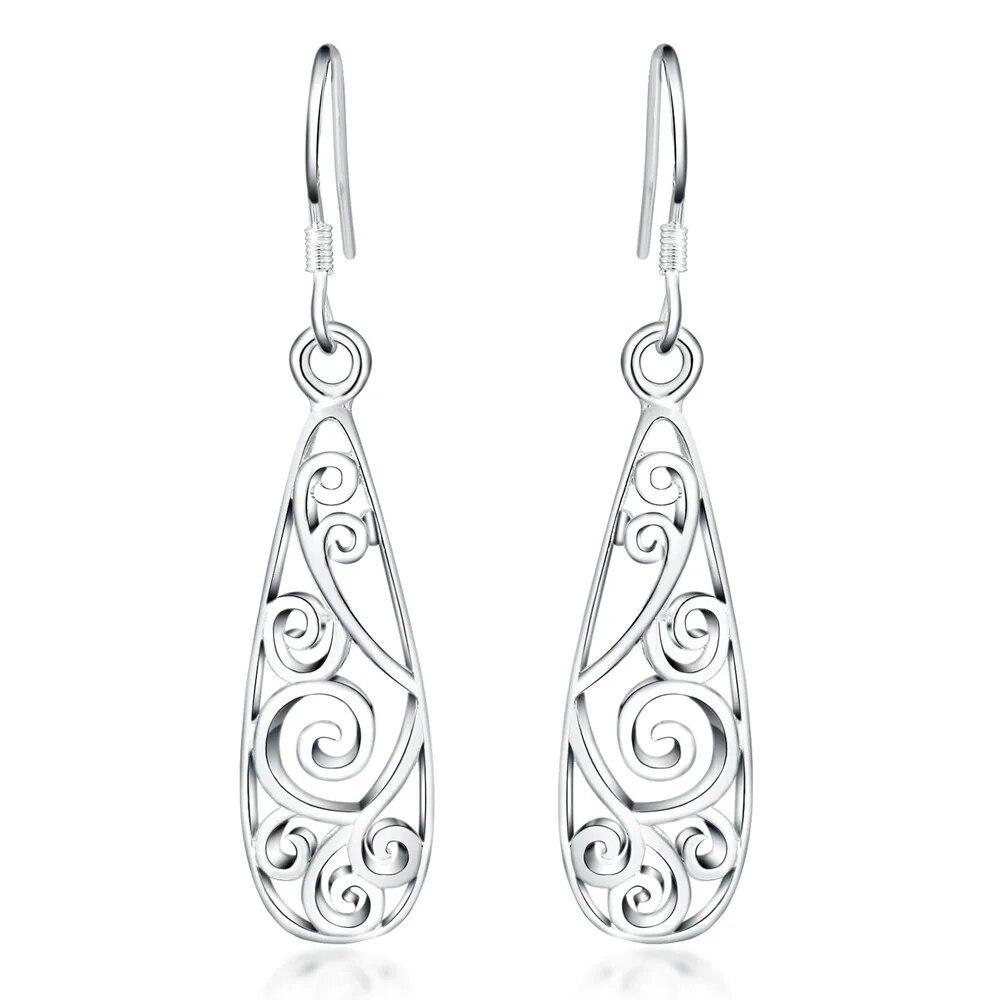 CHSHINE 925 Sterlingsilber Geschnitzte Tropfenform Ohrringe Damen Modeschmuck Party Vintage Lange Ohrringe