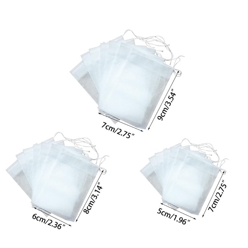 מסנני תה רב פעמיים עם שרוך ריקים (חבילה של 100) לתה בתפזורת וקפה