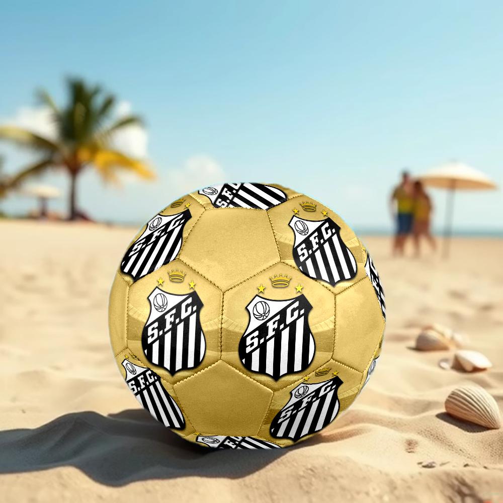 Santos FC Soccer Ball, Colorful, Suitable for All Ages, Machine-stitched, PVC Material, Competition Grade, Durable and High Bounce