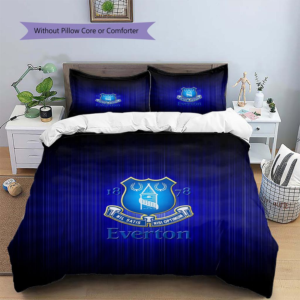 Everton F.C.  Pattern Bedding Quilt Set  Home Decoration  Gift (1 * Duvet Cover + 2 * Pillowcase  Without Core)