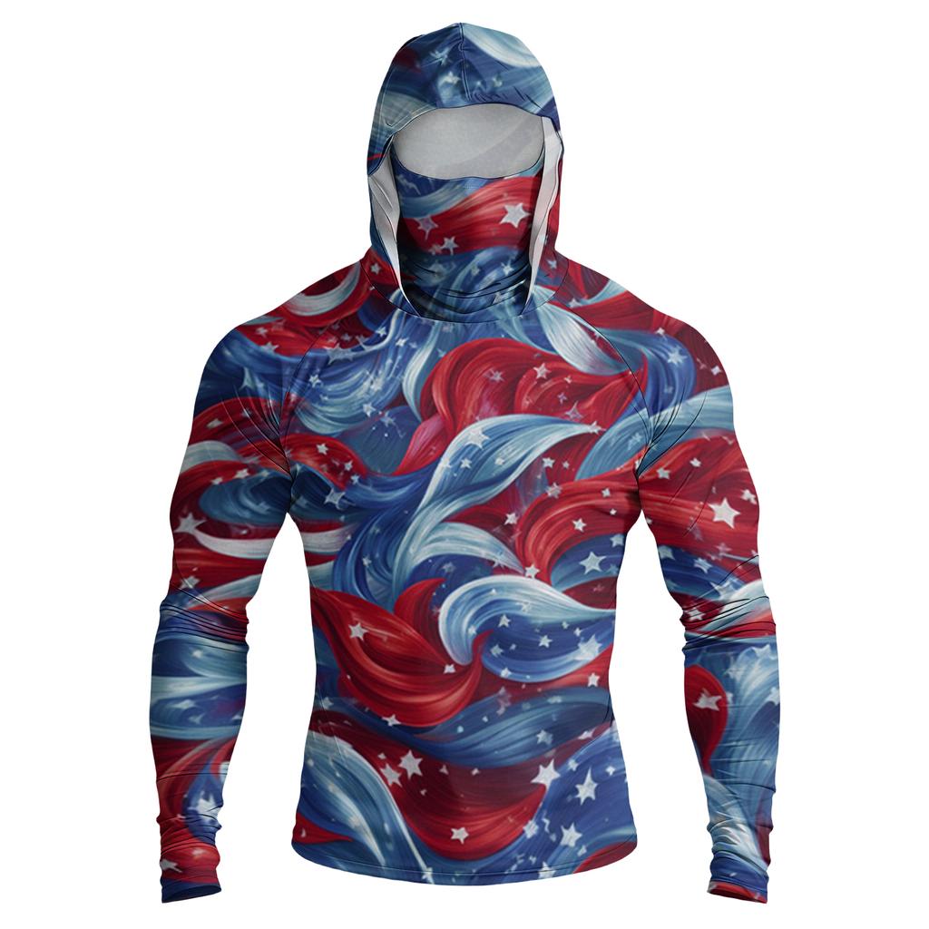 Men's Casual Raglan Sleeve Hoodie Long Sleeve Sun Protection Shirt Lightweight Breathable Fabric with Graphic Print for Outdoor Sports