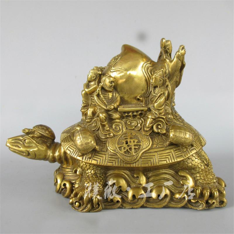Brass Copper Head Eight Immortals Dragon Turtle Home Store Craft Decoration Ornament
