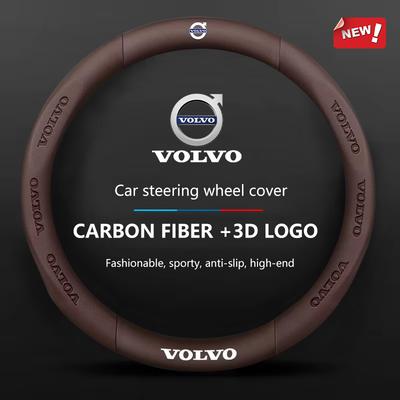 Car Steering Wheel Cover For XC40 XC60 XC70 XC90 V40 V50 V60 V90 S40 S60 S80 S90 Carbon Fiber 38cm Leather Car Accessories