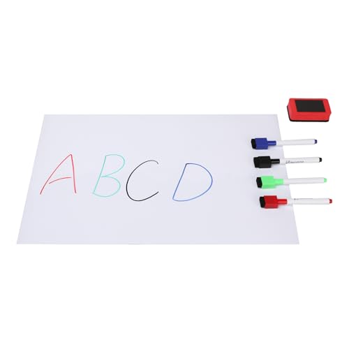 Neomate Magnetic Dry Erase White Board Sheet | Includes 4 Marker Pens, 1 Eraser | 43x28 cm | Daily Planner, Reminders, S