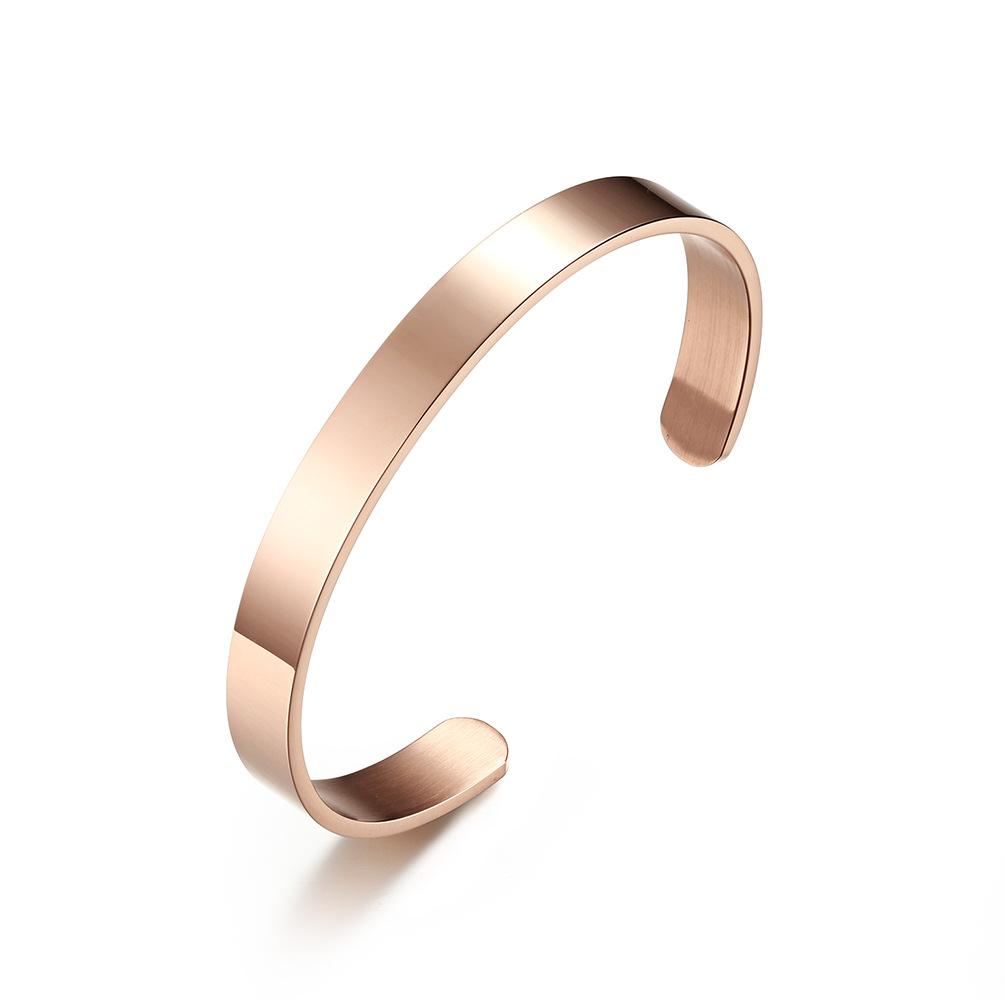 Unisex Simple Smooth Surface 4MM 6MM 8MM Titanium Steel Open Bracelet Laser Engraving Bracelet