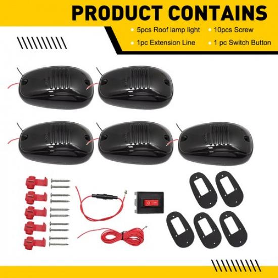 5X Led Top Cab Marker Roof lights Amber For 2003-2018 Dodge Ram 1500 2500 3500 A