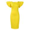 D3282 Women's Square Collar Ruffle Sleeve Commuter Party Dress