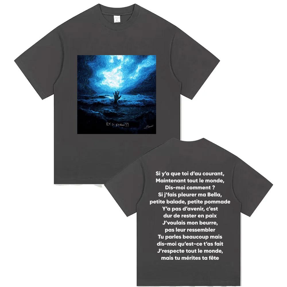 Rapper BOUSS ET SI JECHOUE   Tour Album 2025 Merch TShirts Mens Pop Fashion Vintage Oversized Cotton T Shirt Fans Streetwear