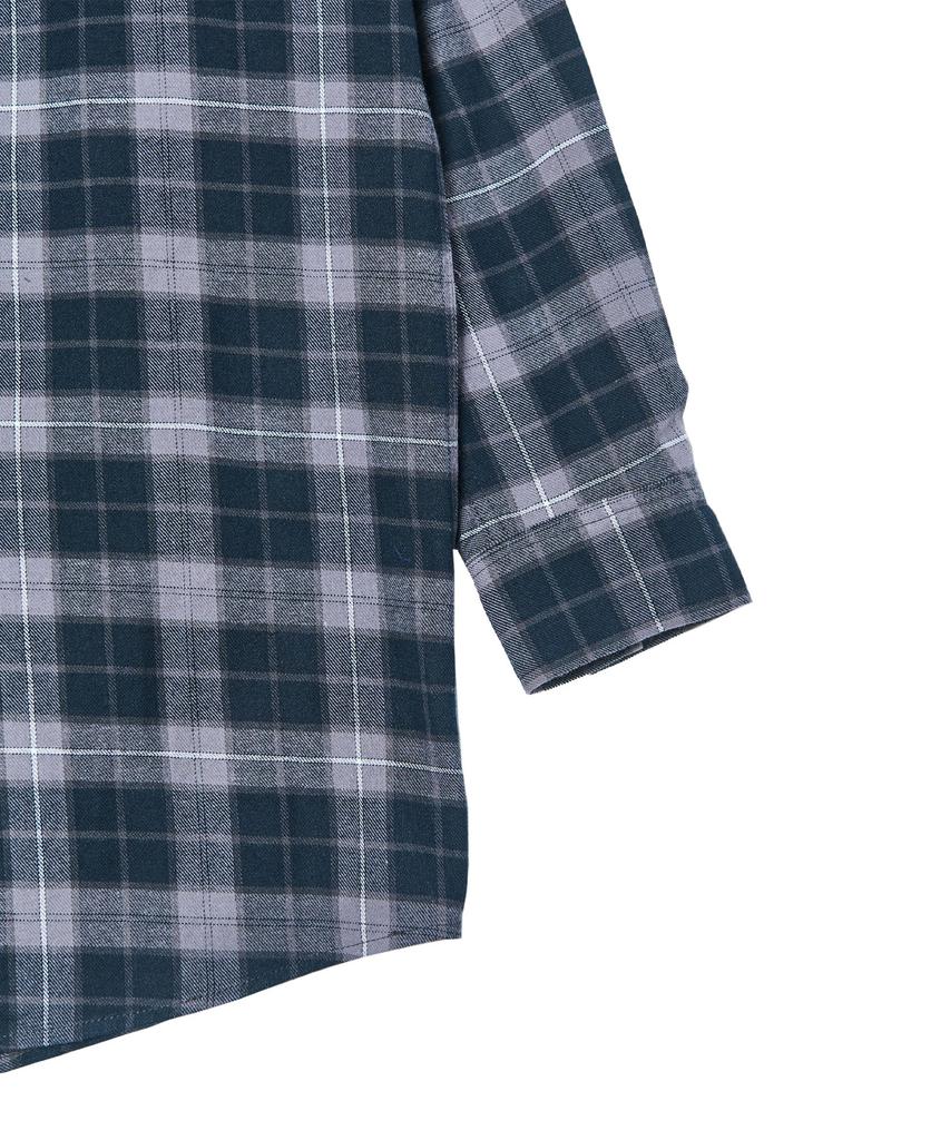 TEN PAST SEVEN Back Print Check Shirt - Gray