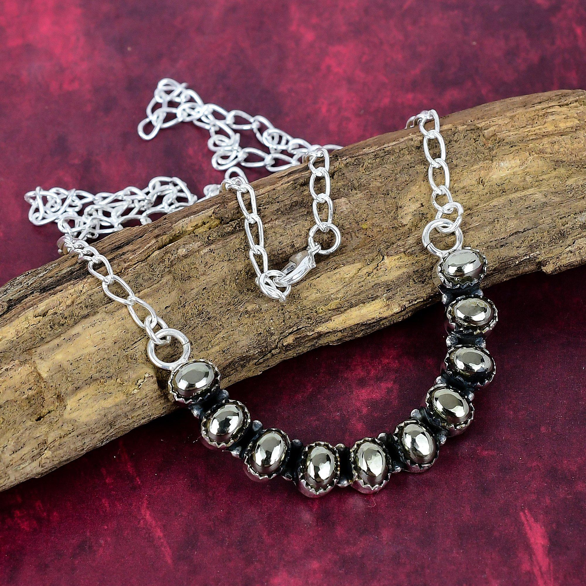 

Ожерелье из золотого пирита ручной работы, ожерелье из стерлингового серебра 925 пробы, антикварное украшение, для подарка на помолвку