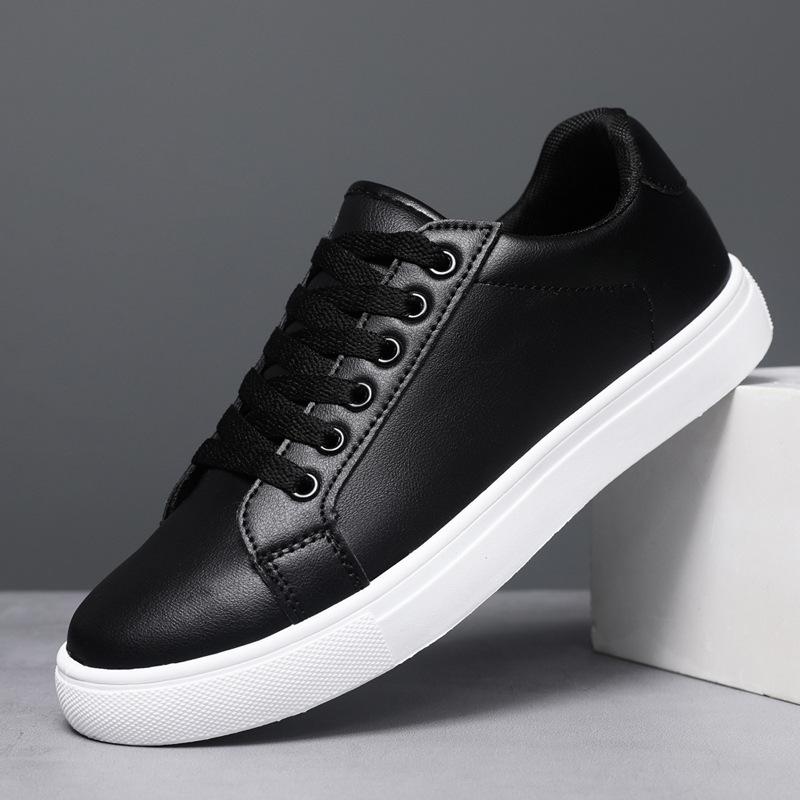 Chaussures blanches et noires pour hommes, confortables, décontractées, pour skateboard, baskets de loisirs solides, chaussures de marche légères