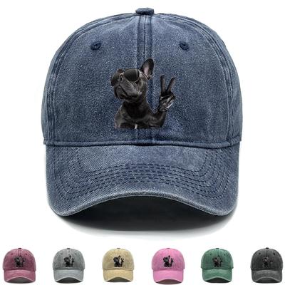 Baseballové čepice se zvířecím potiskem Černá čepice ve stylu psa Pánská dámská nastavitelná čepice Praná bavlna Hip Hop Kšiltovky Gorras