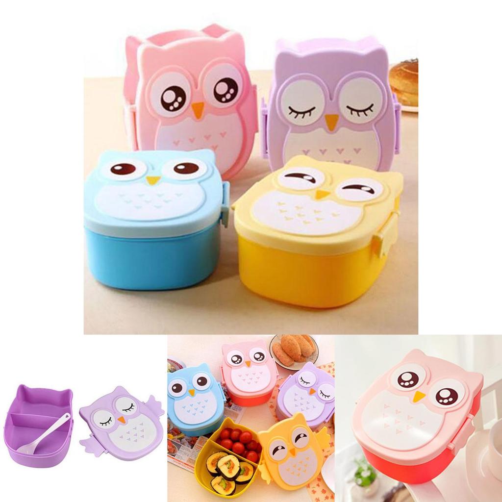 Colorful And Portable Owl Food Container Perfect For Children's Lunch And Snacks