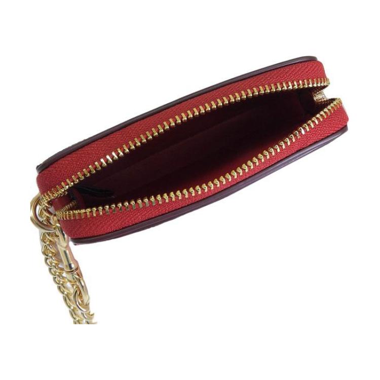 Coach Portafoglio porta carte con cerniera 11 Logo del marchio Chiusura con cerniera in metallo Portacarte in pelle Porta carte da donna Noce Rosso Audace CW883-IMXD0