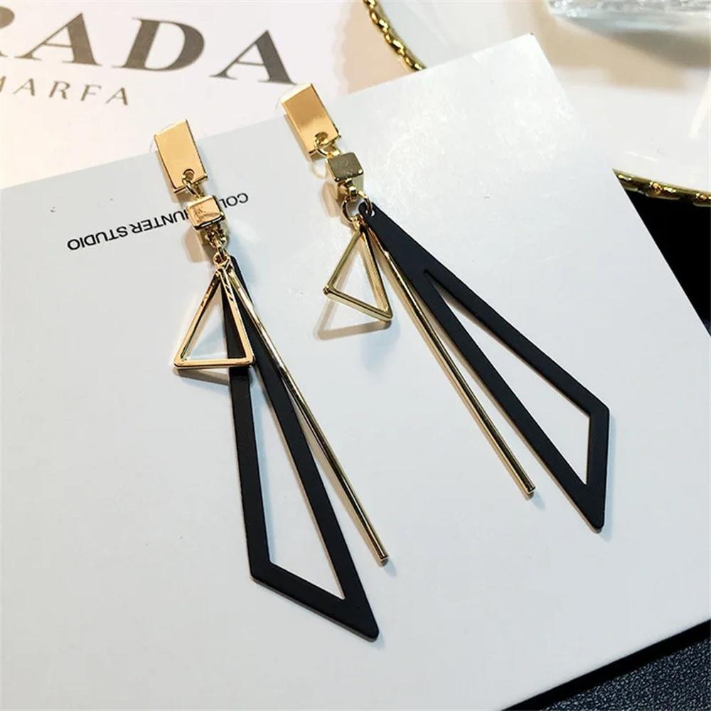 2Pc Women'S Modish Fashionable Stylish Fashionable Long Geometric Tassel Earrings Outdoor Travel Carnival Banquet Gathering Gathering Holiday Dressing