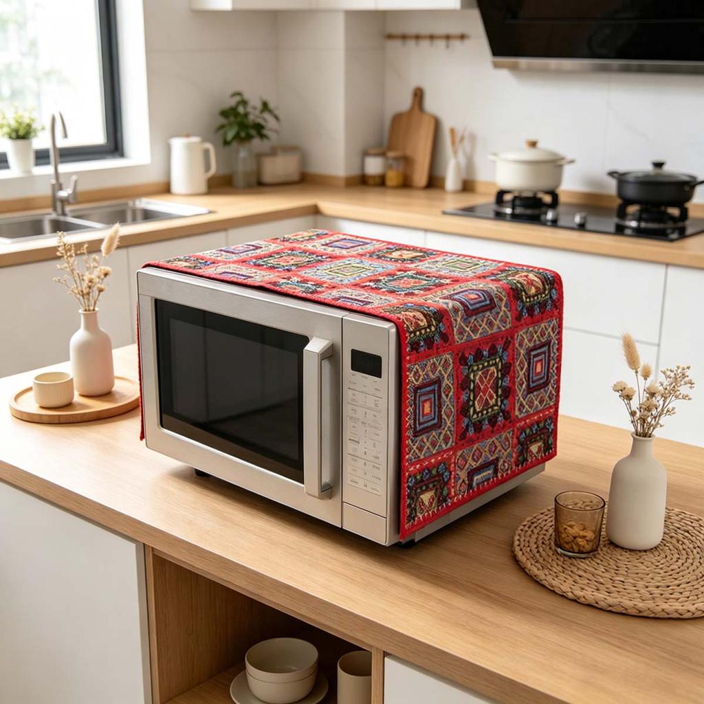 30x90cm Easy to Install Cotton Linen Microwave Dust Cover Anti Dust Cover