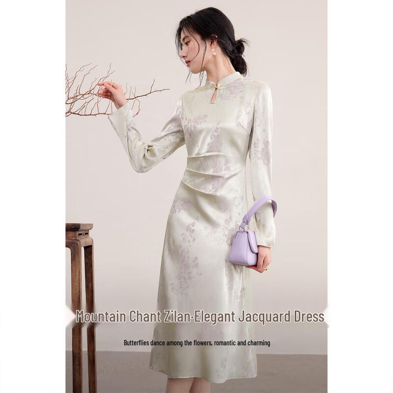 Neues Chinesisches Jacquard-Midikleid für Damen