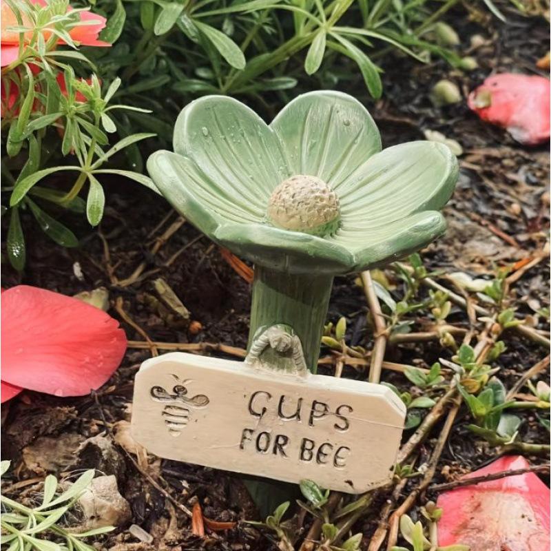 GardenJoy Flower Shaped Ceramic Bee Watering Station Outdoor Garden Yard Decorative Drinking Dish For Wild Pollinators And Bees