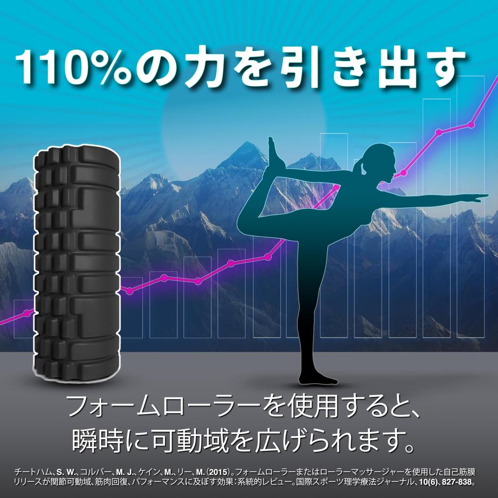 321 STRONG Foam Roller – A medium-hard massage roller. Targets deep muscles. Includes an e-book with 4K instructional videos.