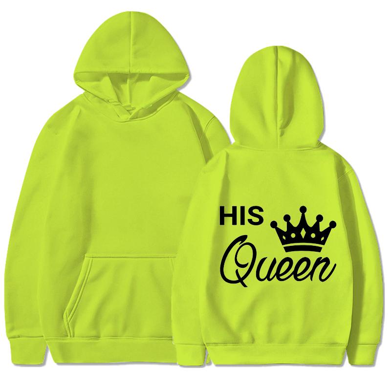 Nya Alla hjärtans dag Hans drottning och Hennes kung Tryckta Huvtröjor Män/Kvinnor Par Sweatshirts Ledig Huvtröja Personlighet Pullover