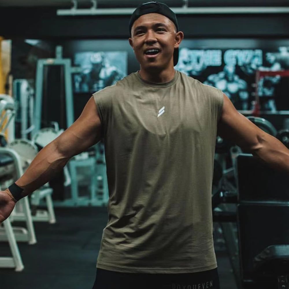 Training Wear Tank Top Shirt Sleeveless U Neck Sweat Absorbent Quick Drying Inner Underwear [LUONAIMEN] Men's