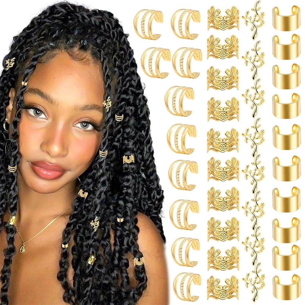 Golden Ethnic Hair Beads Loose Coil Hair Jewelry For Braid Hair Rings Dreadlock Bead Braid Rings Hair Clip Braid Clip